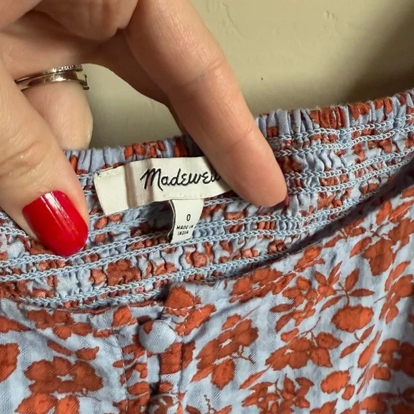 Madewell Floral Blouse in Red and Blue - Picture 6 of 13